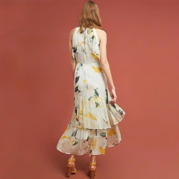 Anthropologie White and Yellow Midi Dress - Picture 2 of 8
